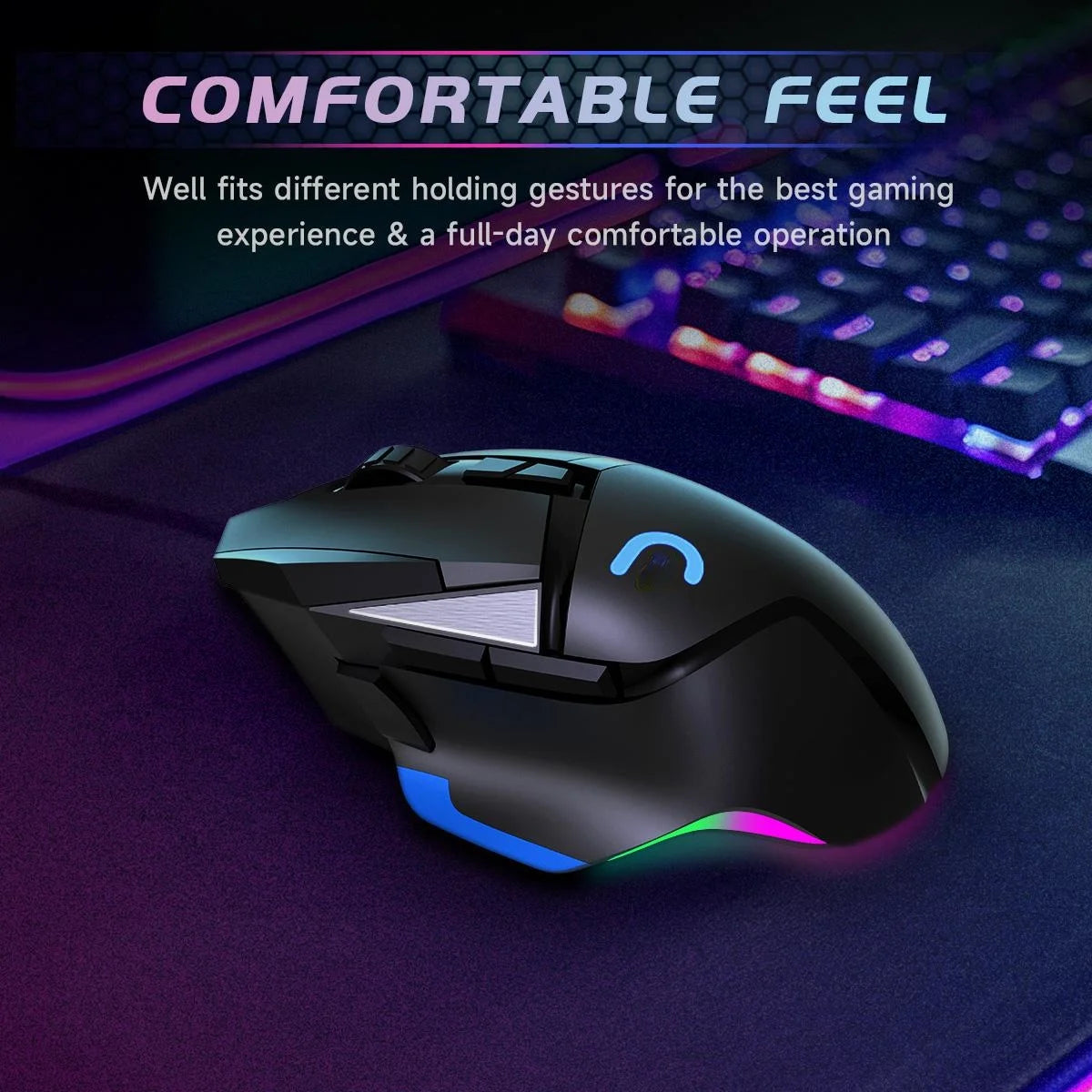 Gaming Mouse, Wired, Optical Sensor, 16000 DPI, 8 Programmable Buttons, RGB Lighting, Black