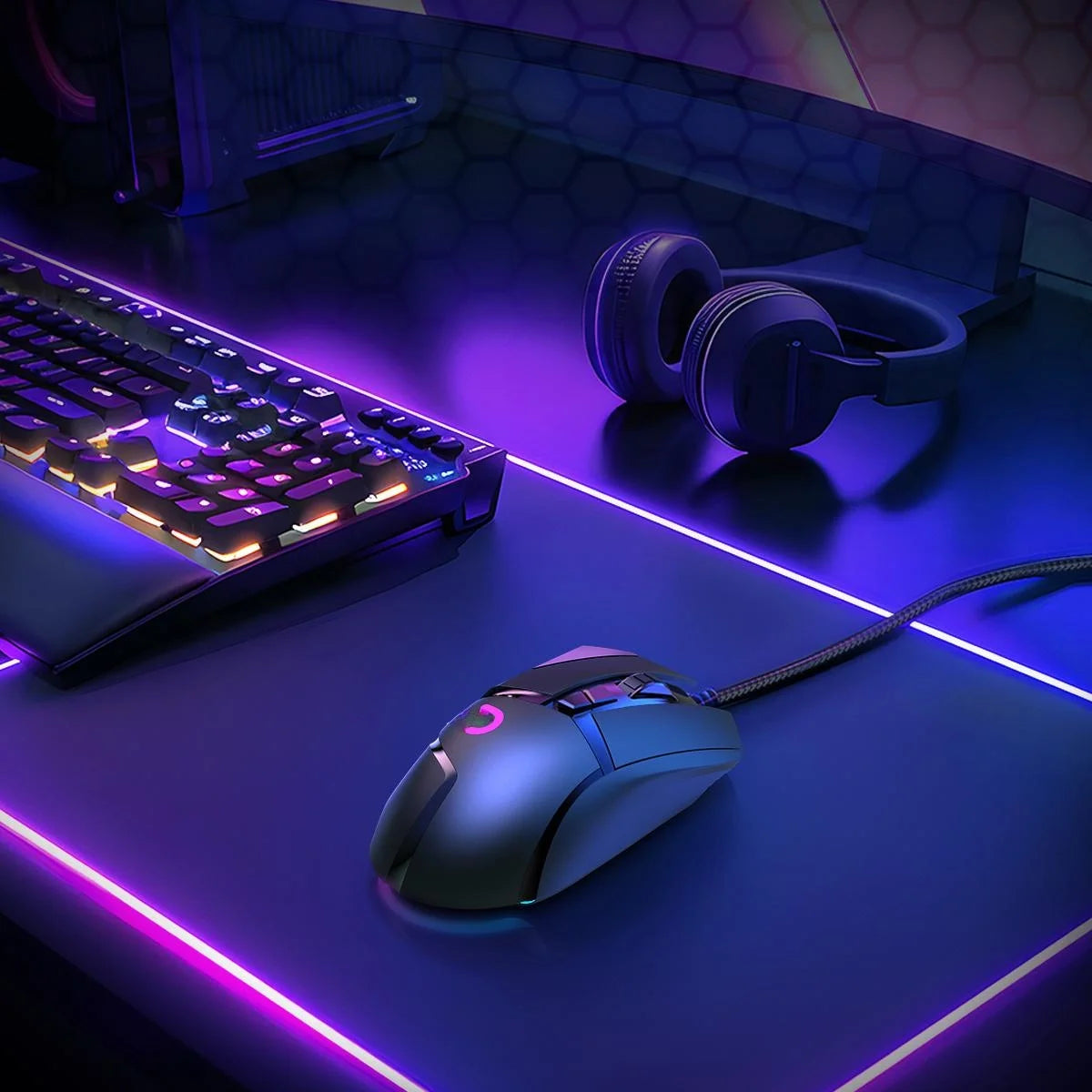 Gaming Mouse, Wired, Optical Sensor, 16000 DPI, 8 Programmable Buttons, RGB Lighting, Black