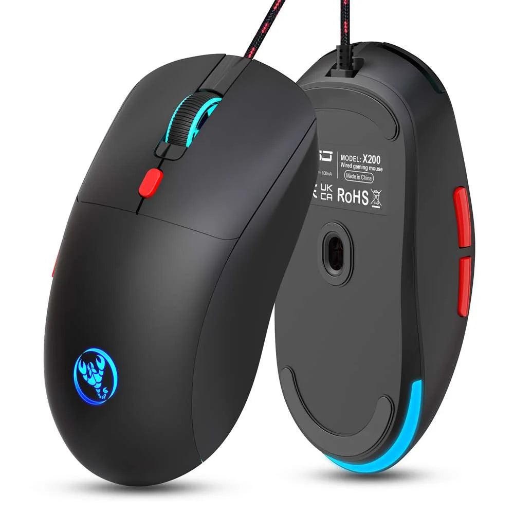USB Wired Gaming Mouse,Usb Computer Mouse with 4 Adjustable DPI, RGB Backlit LED, Side Buttons, Ergonomic Design Mice for PC, Laptop, Windows, Mac, Vista, Linux, Gamer,Black